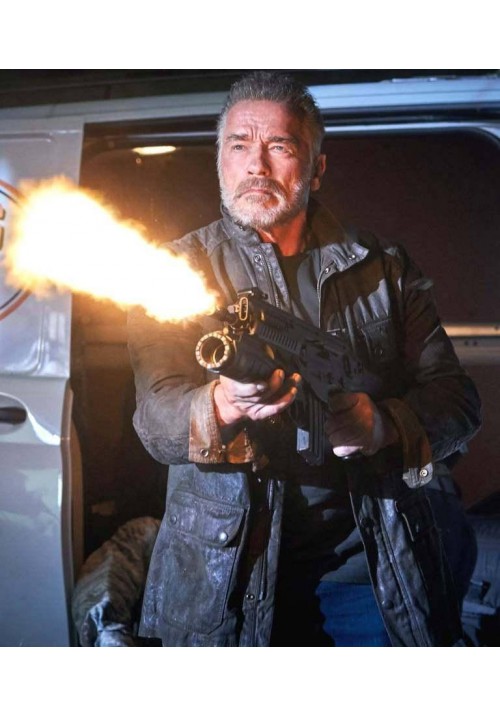 Men's Arnold Schwarzenegger Terminator Dark Fate Black Leather Jacket